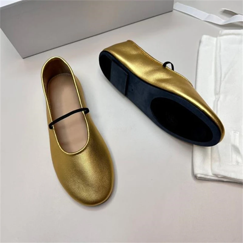 

Solid Color Round Toe Women Ballet Shoes Flat Hand-made Soft Comfy Women Mary Jane Shoes Real Silk Shallow Simple Zapatos Mujer