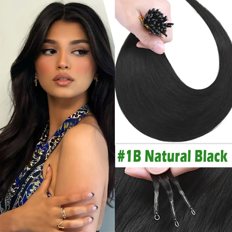 30 جرام نانو حبة وصلات شعر 100% الشعر البشري الطبيعي 12-20 بوصة نانو تلميح وصلات شعر شعر بشري حقيقي نانو حلقة الشعر 50 قطعة #3