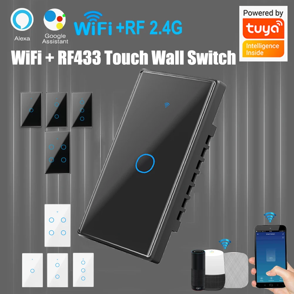

Умный сенсорный настенный переключатель Tuya WiFi Zero Fire, универсальный, совместимый с комбинацией Alexa и Google Home 1/2/3
