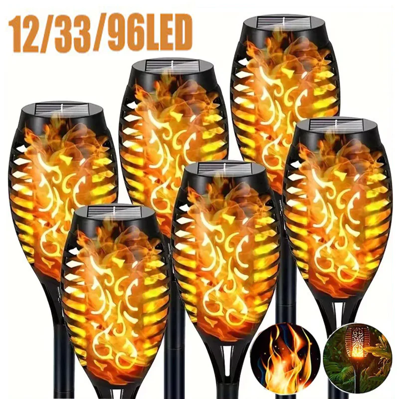 

12/33/96 LED Solar Flame Lamp Flickering Fire Light Waterproof Flame Torch Outdoor Garden Light for Pathway Patio Yard