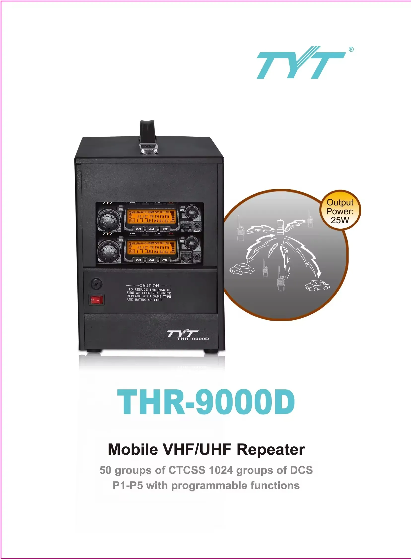 TYT THR-9000 50W Mobile VHF UHF Repeater Two Way Radio Repeater Compact and Lightweight Repeater Walkie Talkie THR 9000