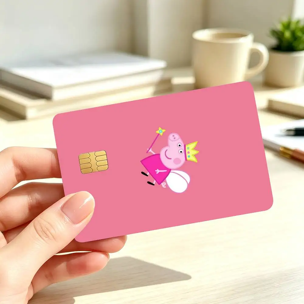 Pink P-P-Peppas-es Pigs  Credit Card HD Stickers Game Card Decal Small Chip Waterproof Sticker Gift view 4