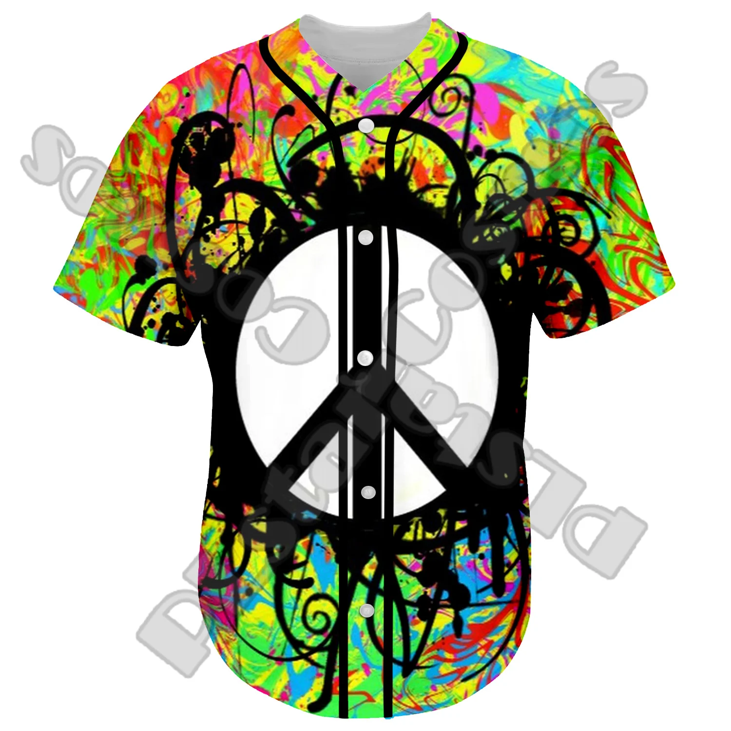 Trippy Hippie Peace Colorful Psychedelic Tattoo Retro 3DPrint Summer Baseball Shirts Jersey Funny Casual Unisex Short Sleeves X4