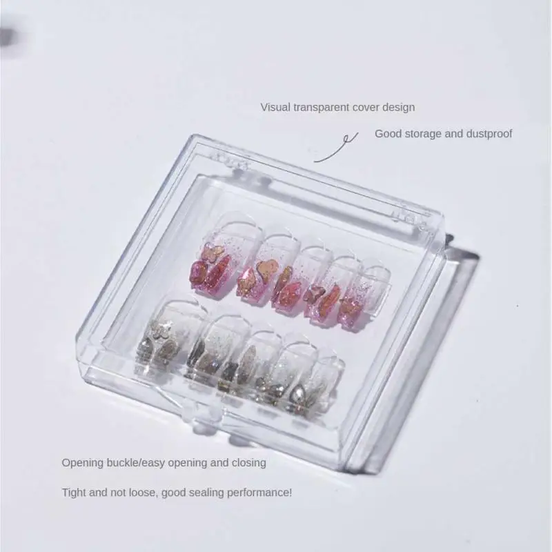 Plastic False Nail Tips Case Nail Art Display Stand Wearable Nail Organizer Fake Press Nail Packing Box Jewelry Storage Boxes