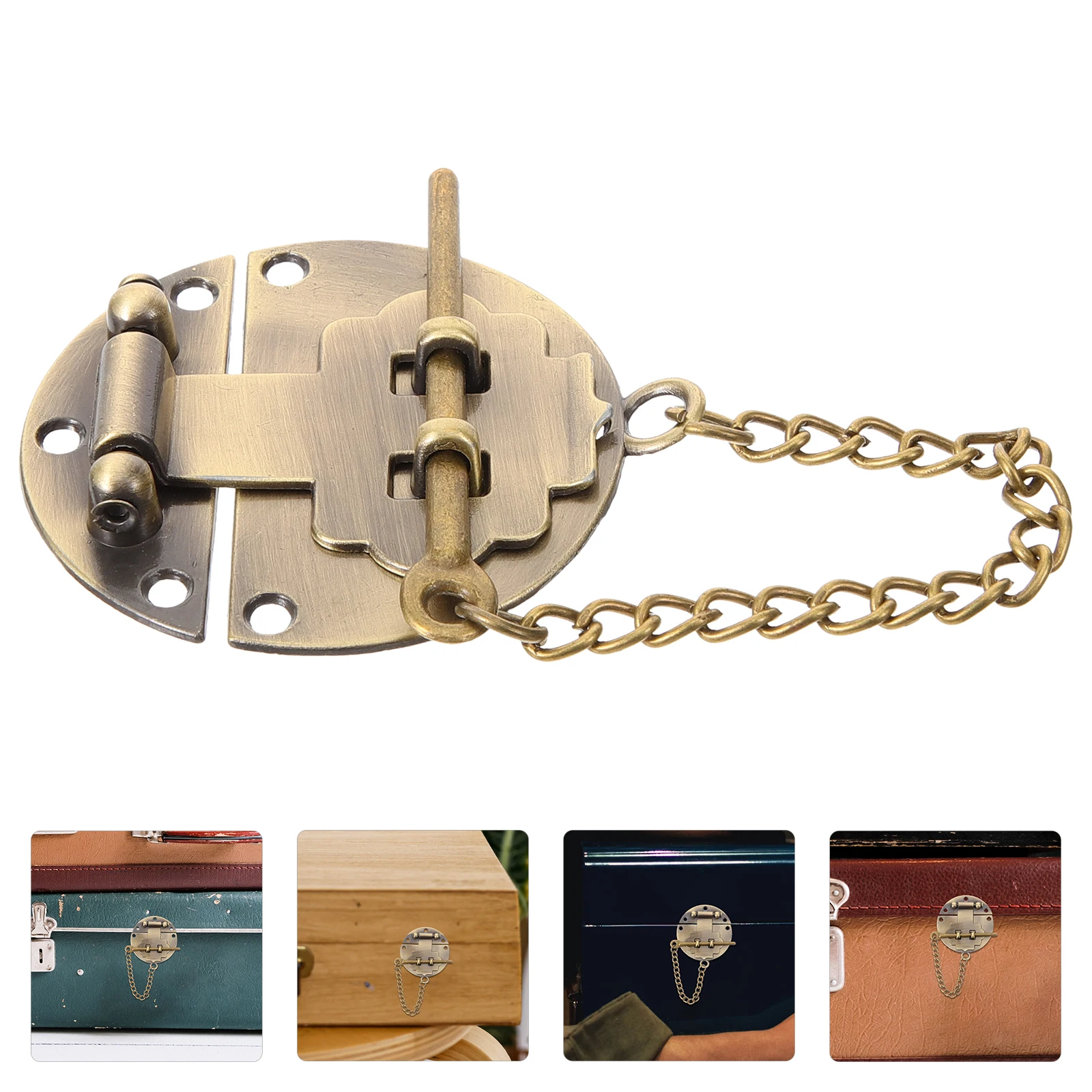 

Vintage Metal Lock Hasp Buckle Chain for Small Jewelry Gift Boxes Cabinet Latches Hardware Clasp Secure Storage