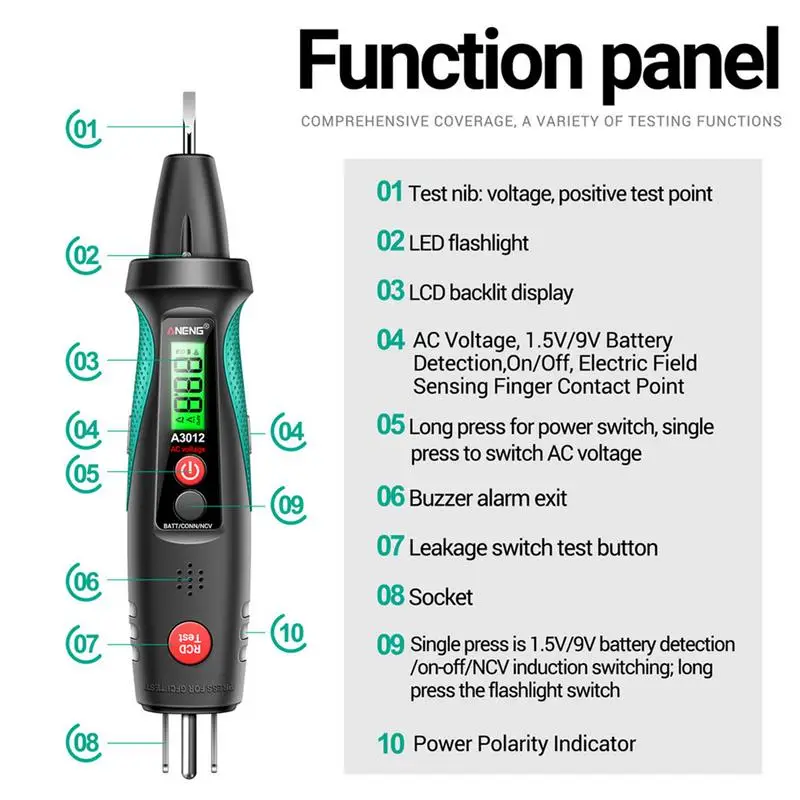 Electricity Tester 12V-300V Voltage Tester Tool Electrical Testers Safe Voltage Detector Pen Voltage Finder Meter Electricity