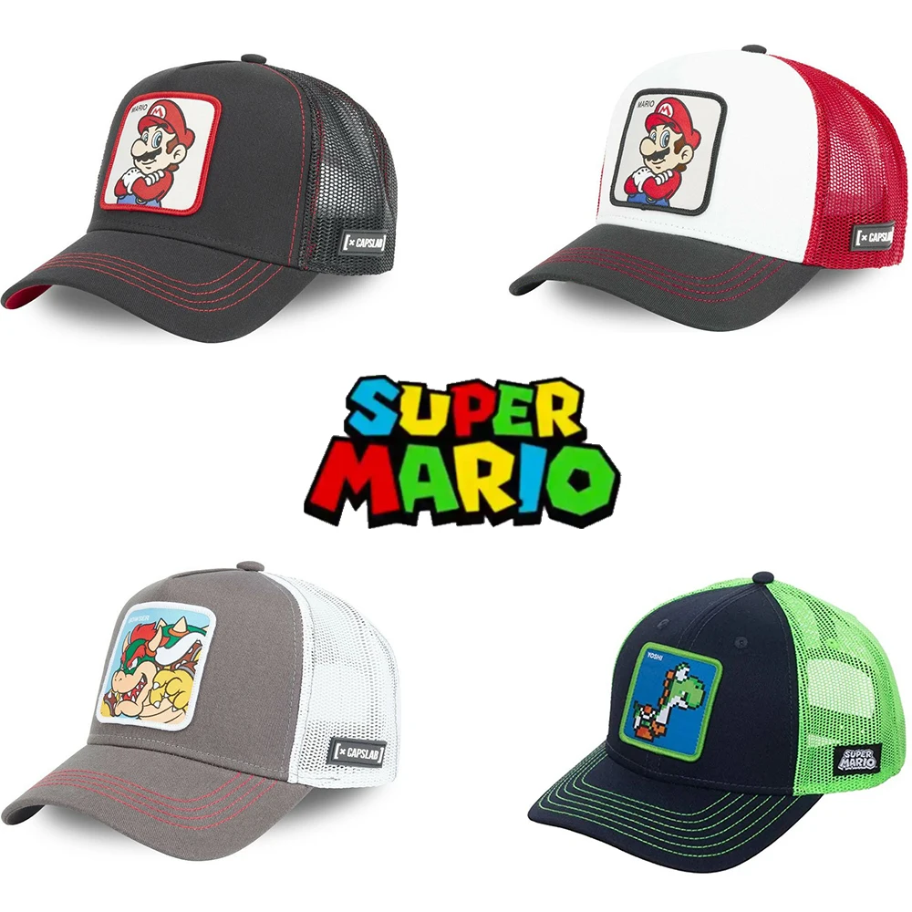 

One Piece Super Mario Baseball Cap Kawaii Anime Peripheral Bowser Yoshi Travel Breathable Hat Gift Items for Children Party Toy