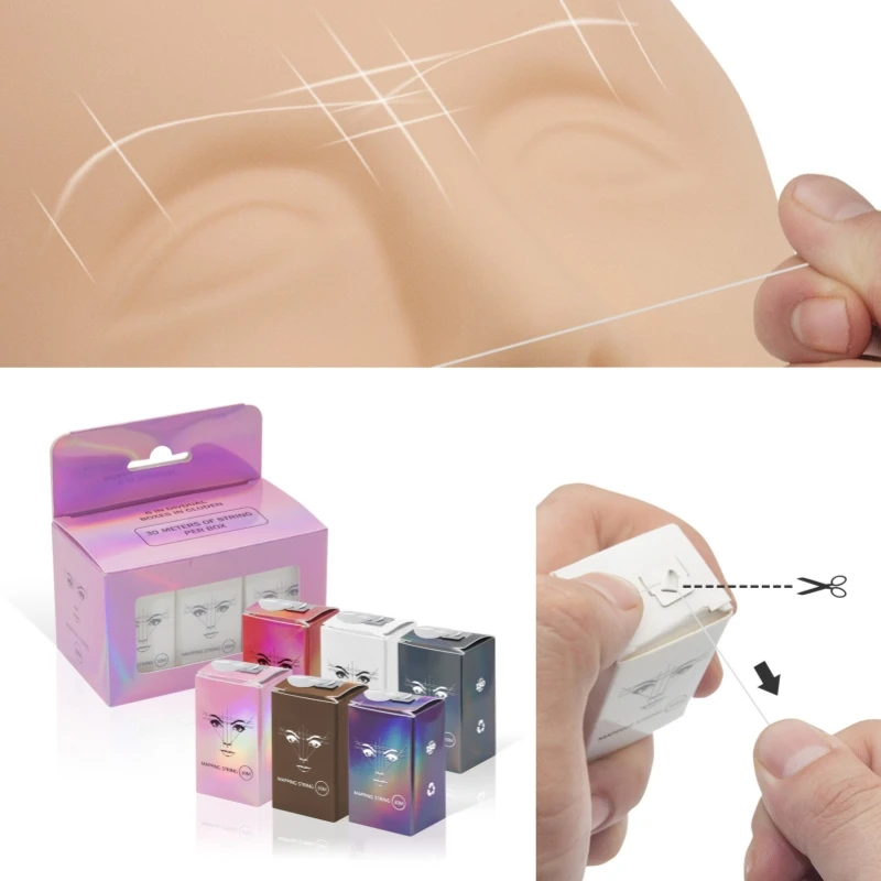 

Набор из 6 штук: 30-метровые нити для микроблейдинга с предварительно нанесенной краской, для разметки и позиционирования, для полуперманентного татуажа, окрашивания бровей, измерительные инструменты