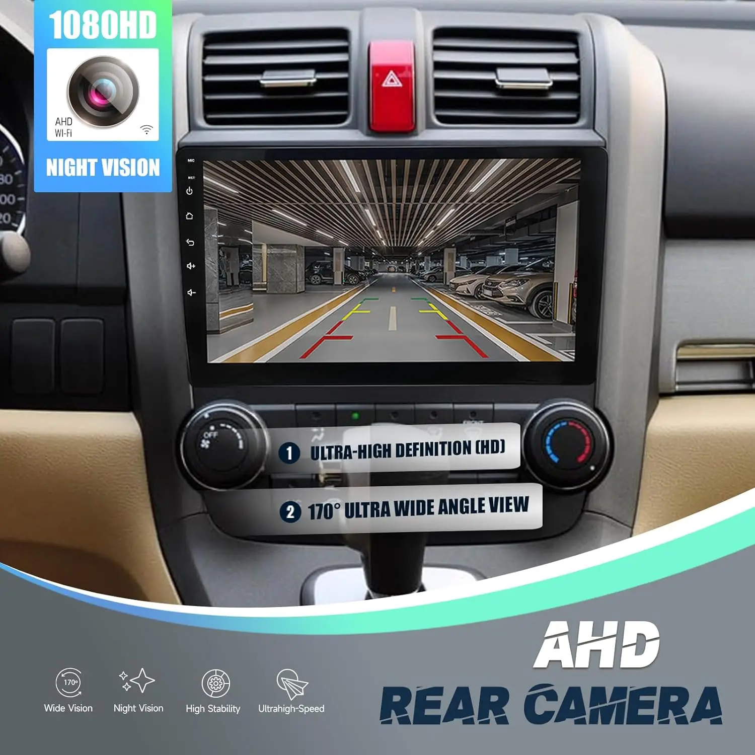 Estéreo automotivo de 9 polegadas para Honda CRV 2007-2011, tela sensível ao toque IPS HD, CarPlay sem fio/Android Auto, Bluetooth, WiFi, GPS, 4 núcleos (2 GB +