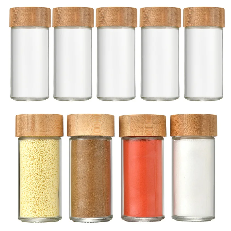 40oz Square Seasoning Jar Pepper Seasoning Bottle 24 Sets Pepper Bottle 90ml 120ml Bamboo and Glass Seasoning Jar