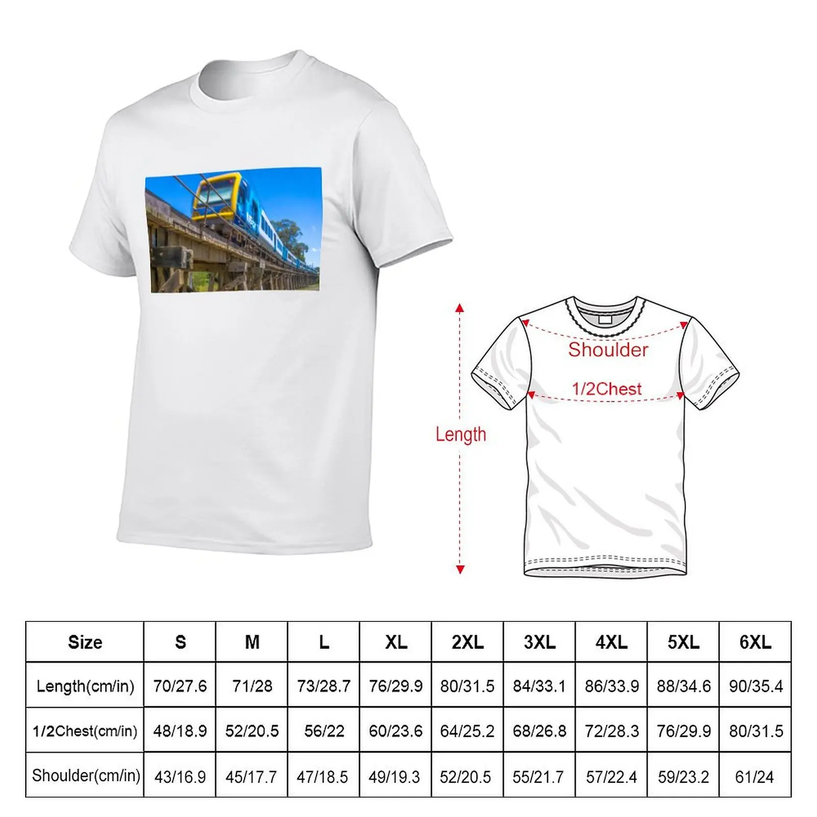 Melbourne Metro Train on Trestle Bridge - Eltham, Victoria T-Shirt t shirts for man slim fit t shirt man cotton T-Shirt