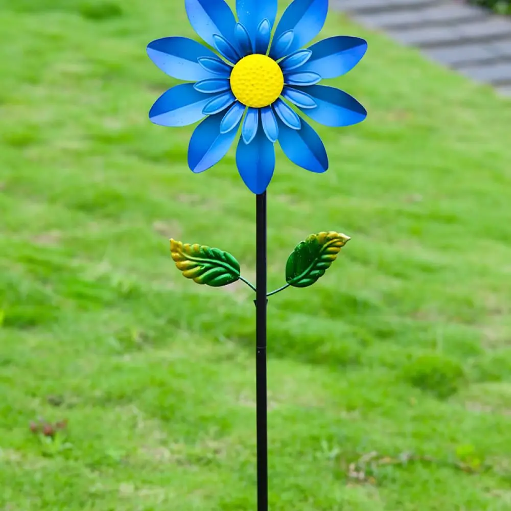 Metal Gazania Flower Spinner Garden Yard Decoration Outdoor Rotating Stake Patio Art Ornament Lawn Landscape Sculpture