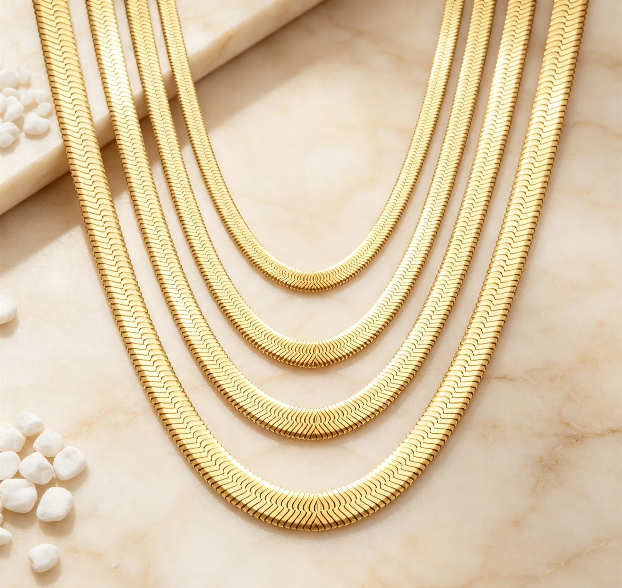 Pure Gold real gold Women's Blade Chain Clavicle Chain Flat Snake Bone Chain Necklace