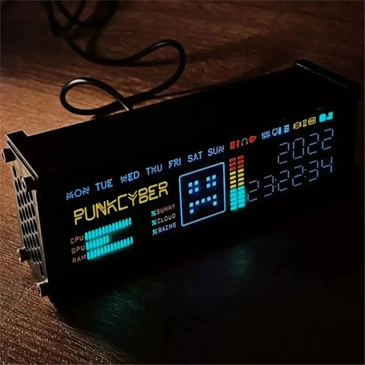 2026 New Tool DIY Desktop Ornament WFD Electronic Clock Retro Electronic Fluorescent Tube LED Dot Matrix Clock Gift