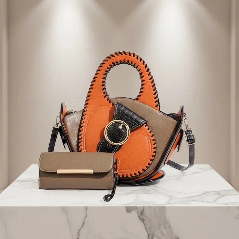 

Large Capacity Contrast Color Women Shoulder Bag Fashion European American High Quality Handbag