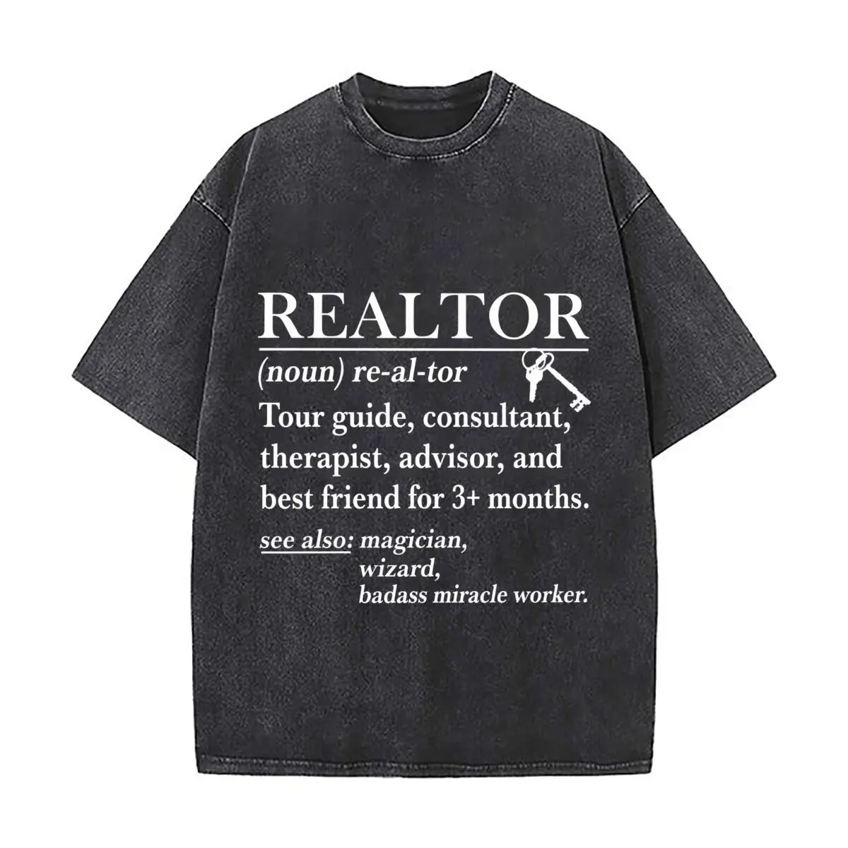 Realtor Definition Real Estate Agent Guide Consultant Therapist Advisor Washed Short Sleeve Loose Streetwear Tee Hip Hop