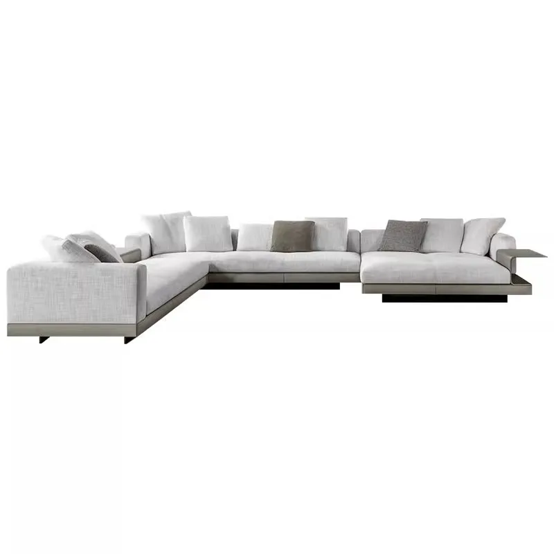 

Italian style, light luxury, cotton and linen, sofa, living room, leather cloth, sofa, corner, simple