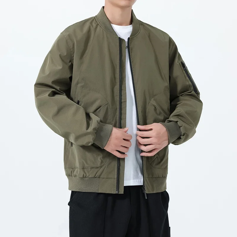 Fashion Trend Baseball Collar Solid Color Comfortable Versatile Handsome Jacket Spring Autumn New Sports Leisure Men's Jacket