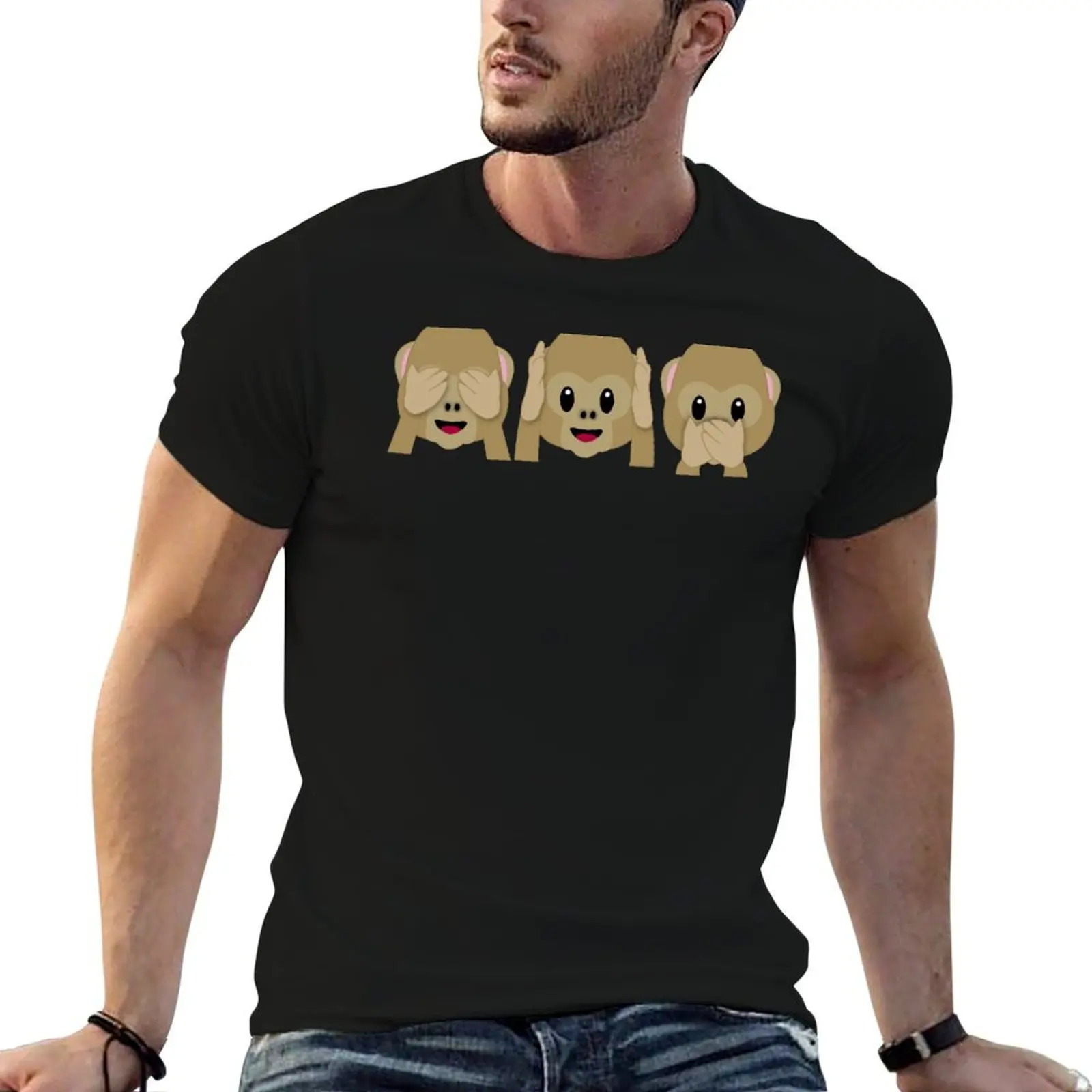 Three Wise Monkeys T-Shirt Lightweight Casual Summer T-Shirt
