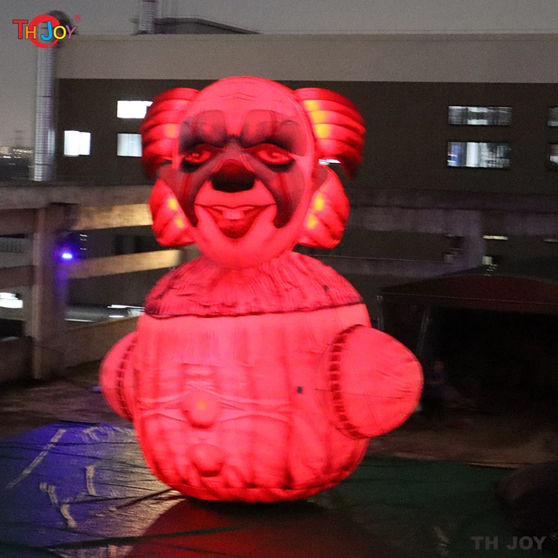 Modèle de ballon de Clown gonflable géant de Style suspendu de décoration effrayante avec la lumière LED pour les accessoires d'événements d'Halloween