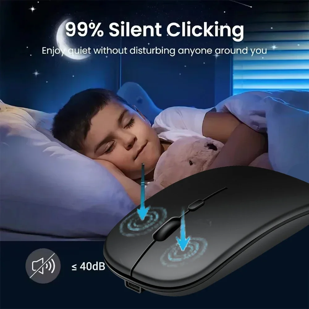 Мышь Bluetooth 5,0, беспроводная бесшумная мышь, оптическая мышь 800-1200-1600 точек на дюйм, офисная игровая мышь для ПК, планшета, ноутбука, Windows, Mac OS