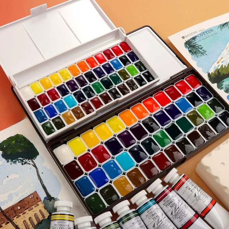 American MG Artist Grade Watercolor Paint Split Pans 24/36/48 Colors Portable Travel Palette Box Painting Aquarela Art Supplies