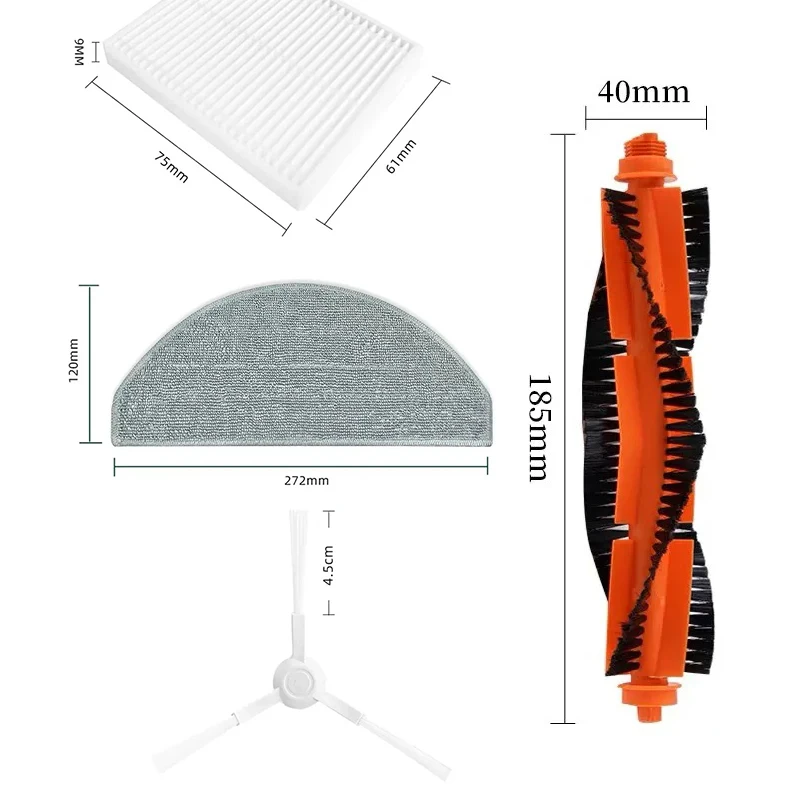 For Xiaomi Robot Vacuum S20 / D106 Sweeper Cleaner Spare Parts Roller Side Brush Hepa Filter Mop Cloth Rags Accessories