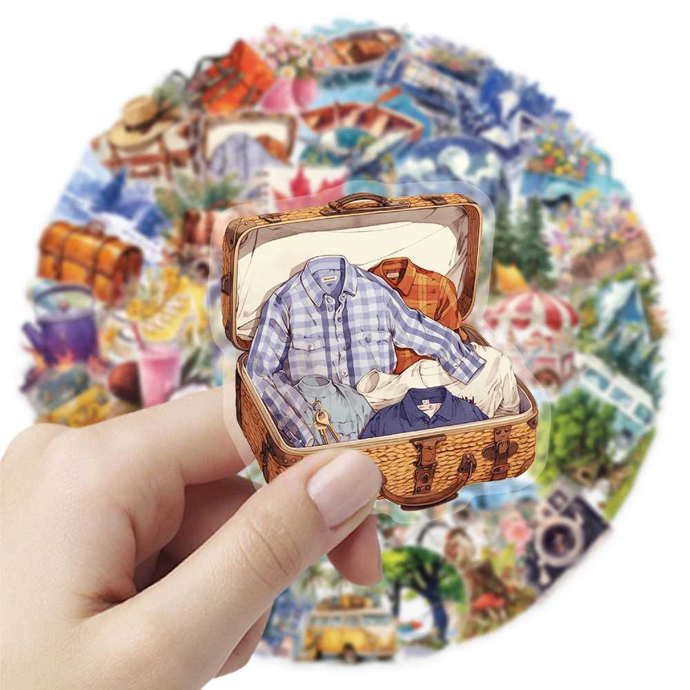 10/30/50 قطعة الكرتون الشفاف ملصقات السفر في الهواء الطلق الشارات الهاتف سكيت سيارة محمول حقيبة سجل القصاصات الكتابة على الجدران ملصق