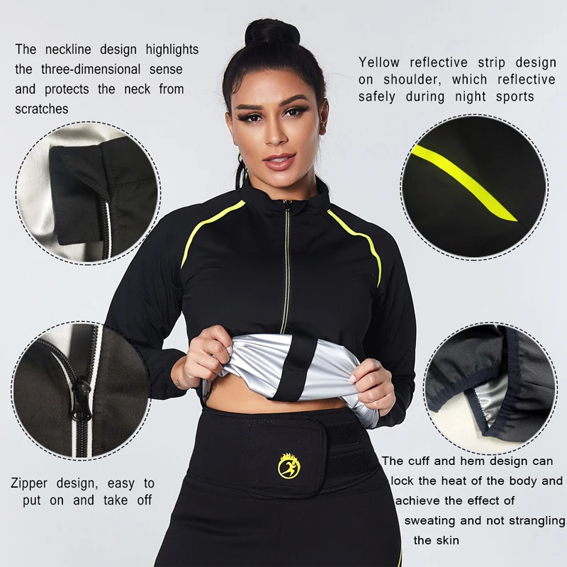 SEXYWG Sauna Shirt Women Shapewear Sweat Sauna Top Fat Burning Weight Loss Jecket Waist Trainer Slimming Top