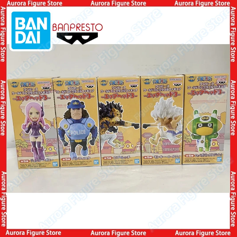 

In Stock Bandai BANPRESTO WCF One Piece Future Island Egghead Luffy Rob Lucci Bonney Desktop Cute Doll Anime Figures Toys PVC