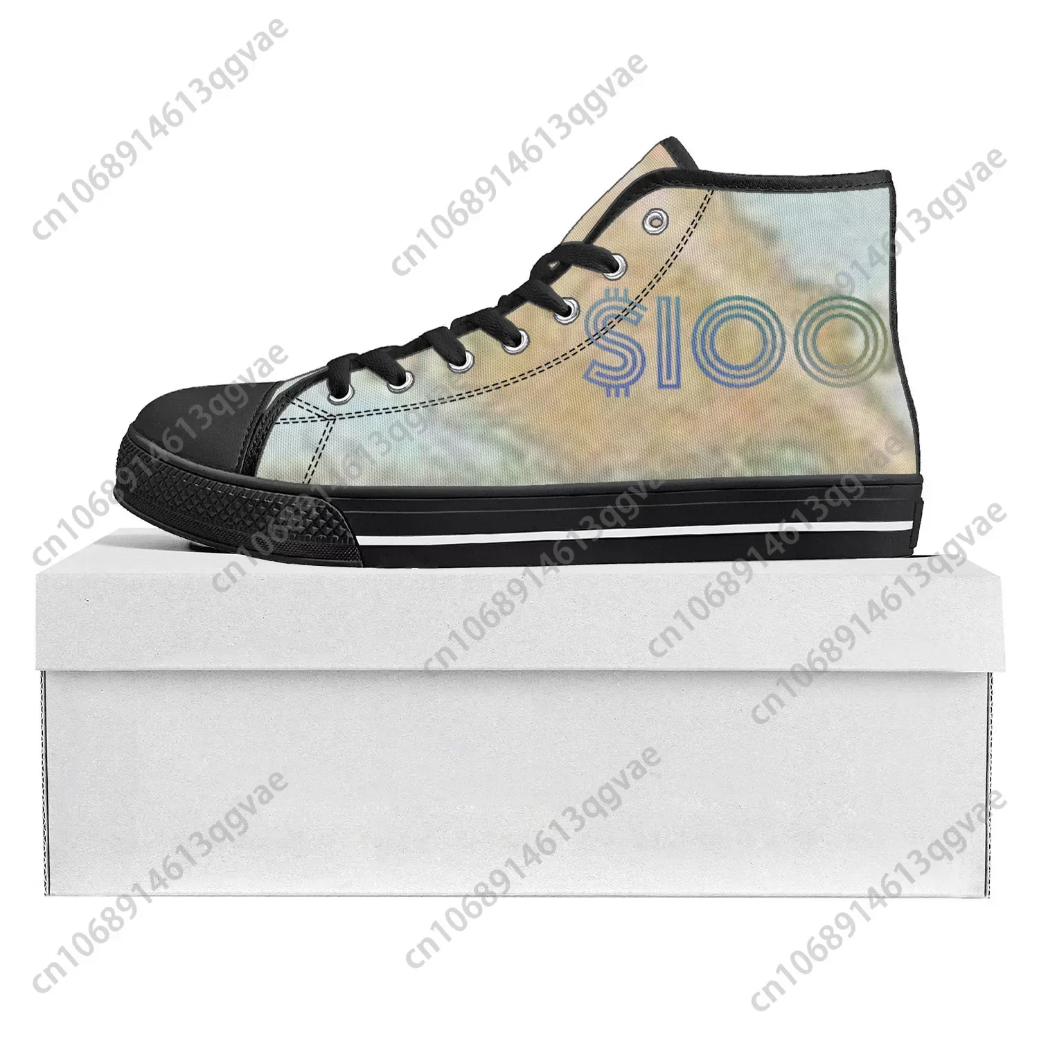 Dollar Printed Popular High Top High Quality Sneakers Mens Womens Teenager Canvas Sneaker Casual Couple Shoes Custom Shoe Black