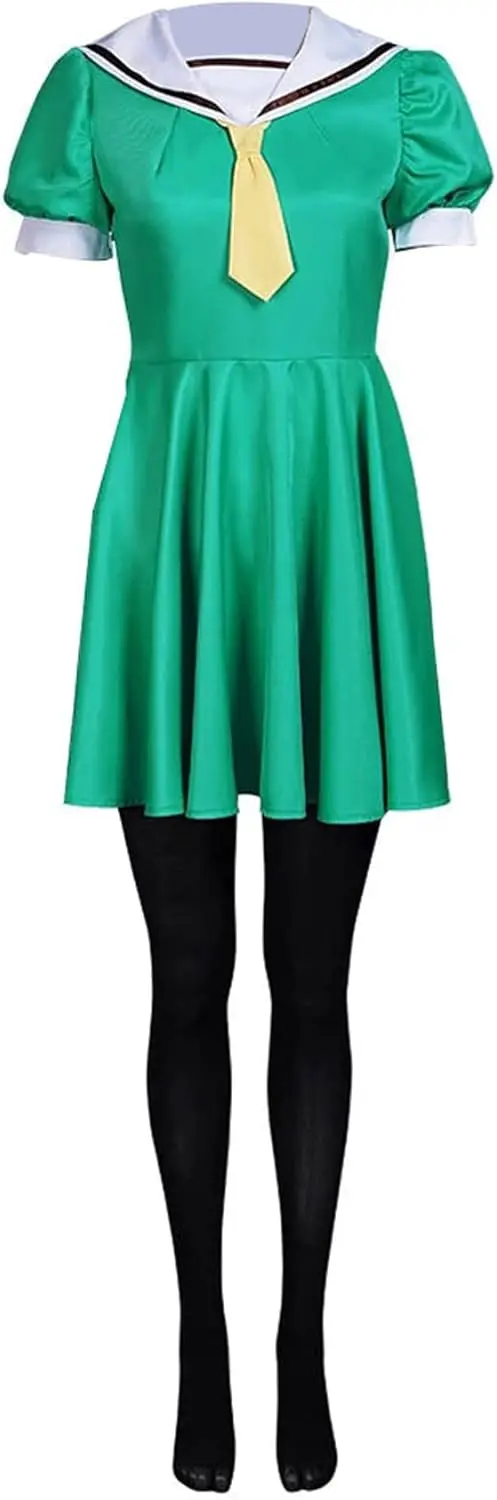 Anime When They Cry/Higurashi no Naku/Koro ni Satoko Hojo Cosplay Costume Green Cute Sailor Uniform