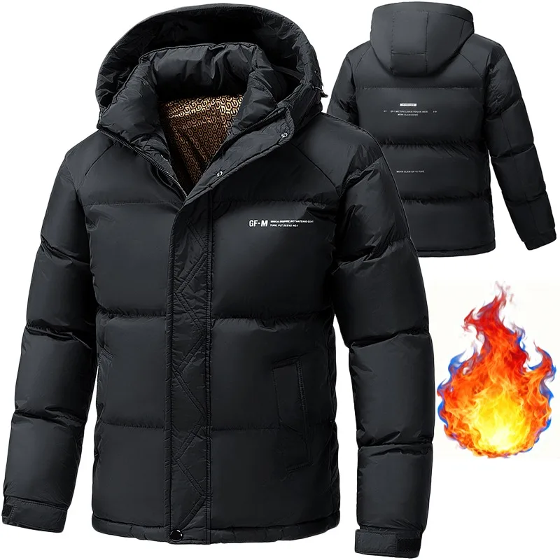 

Популярная мужская зимняя куртка-пуховик, утолщенное теплое пальто свободного кроя с капюшоном, ветрозащитная повседневная уличная парка для холодной погоды