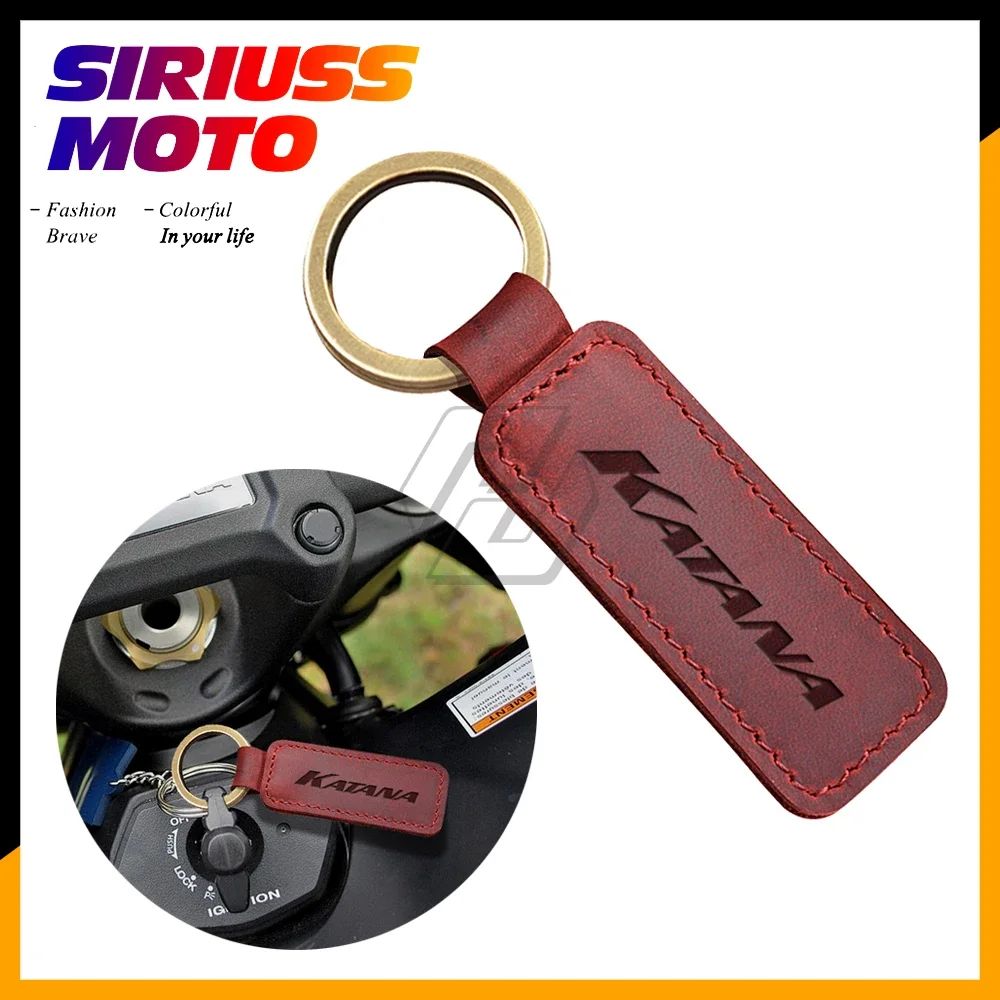 Motorcycle Cowhide Keychain Key Ring Case for Suzuki KATANA 125 250 400 Key