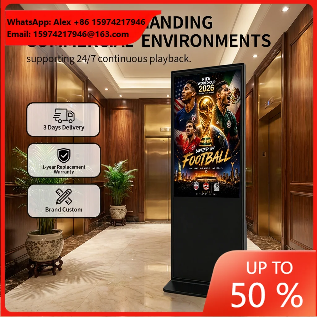 VETO Floor Standing Digital Signage 43 49 55 65 70 Inch Android Indoor Vertical Totem Kiosk Commercial LCD Advertising Display