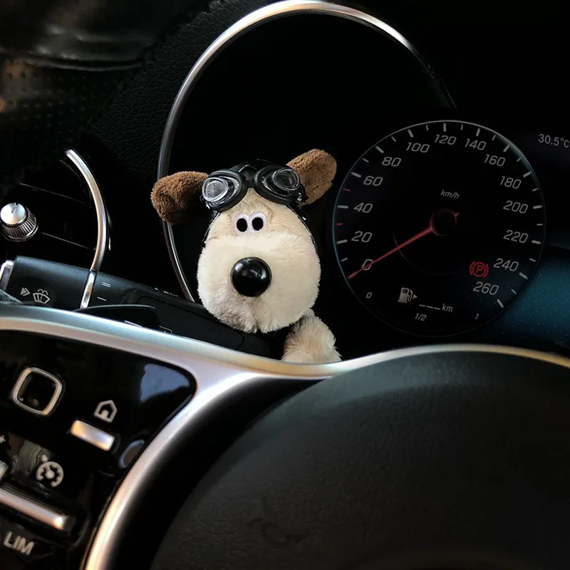 Plush Puppy Clutch Decoration Car Wiper Turn Signal Switch Ornaments kawaii Bowknot Dog Car Wiper Doll Auto Interior Accessories