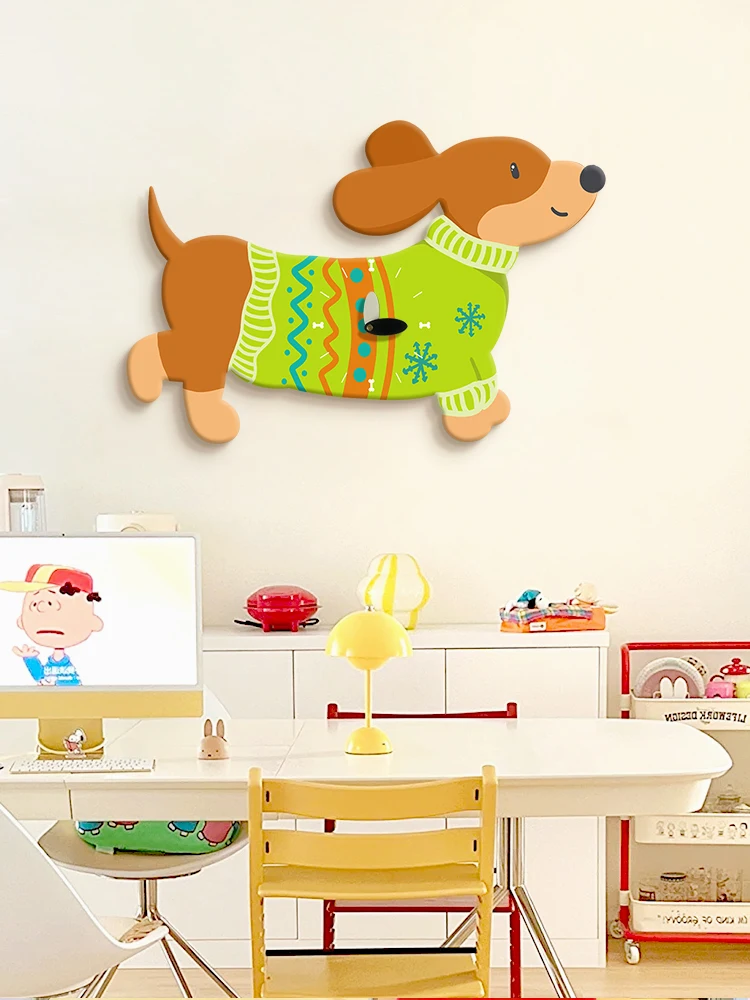 Dachshund puppy living room wall clock dopamine niche creative bedroom dining room clock wall new cute clock