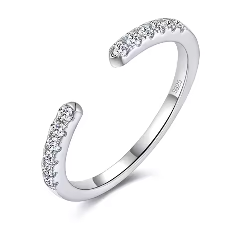 LinkerLove Half Eternity Moissanite Open Ring for Women Stackable Wedding Band S925 Sterling Silver Diamond Rings Jewelry Gifts
