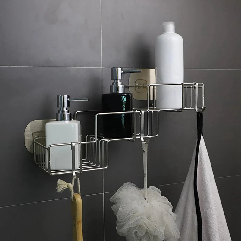 Hot 3 Stepped Shower Basket Shelf Bathroom Storage Rack For Hanging Razor Shampoo Organizer Wall Mounted Kitchen Shelf