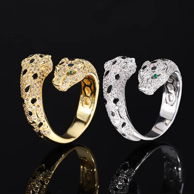 

Adjustable Panther Ring for Women Vintage Zircon Leopard Open Band Unique Design Romantic Valentine Gift for Girlfriend