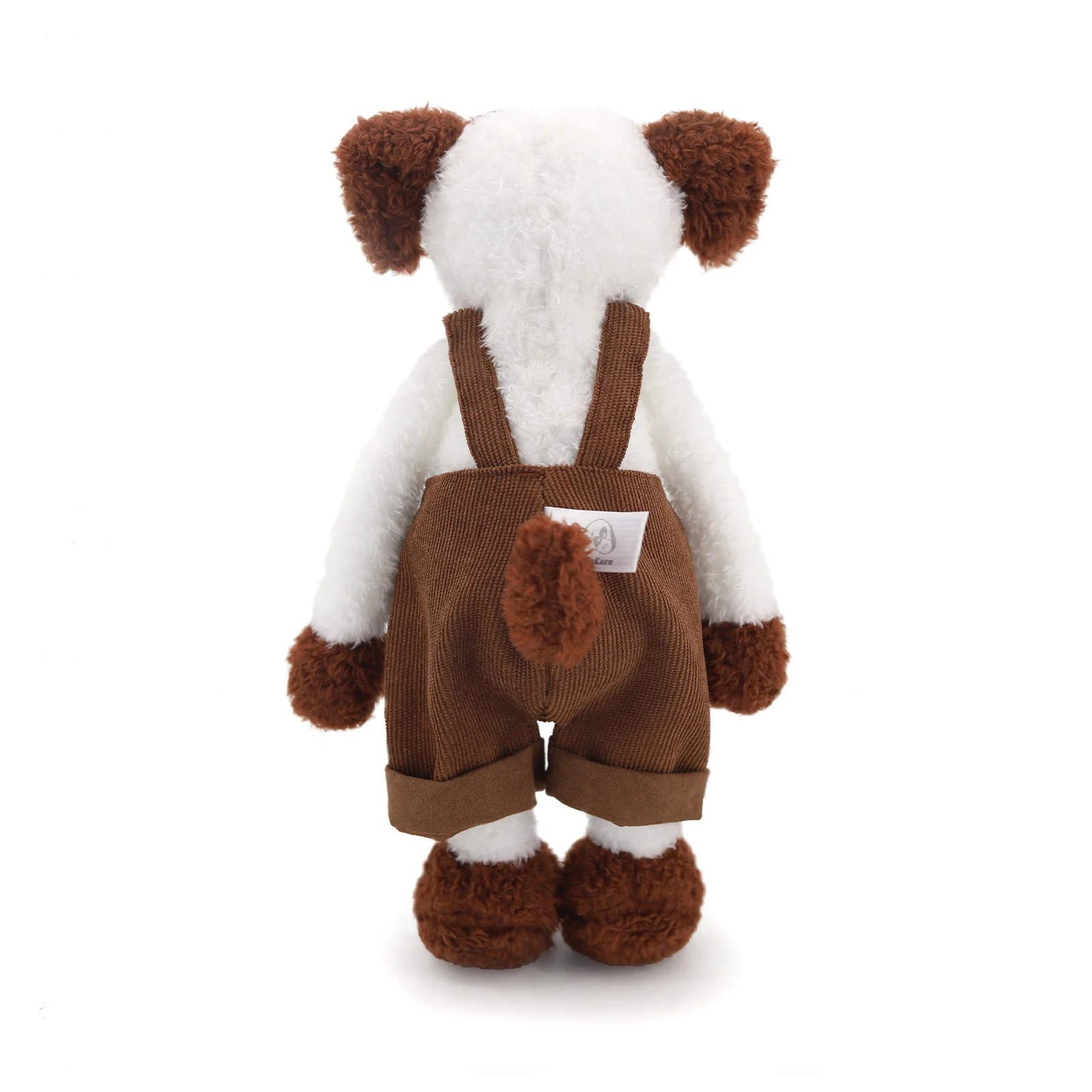 30 cm entzückende Welpen-Plüschpuppe in braunem Cord-Overall, weiches Stofftier für Kinder, Geburtstagsgeschenk, Heimdekoration