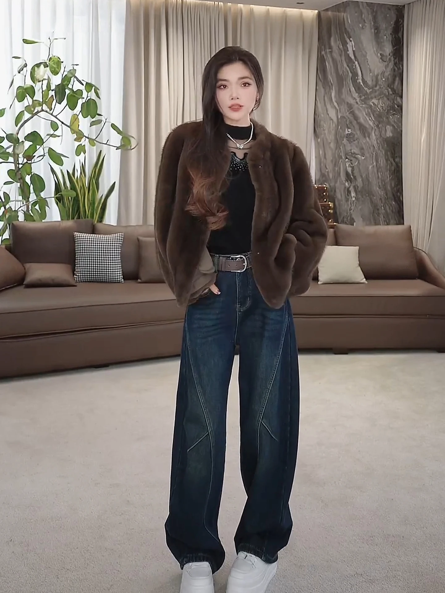 

Warm Casual Sle Women's Sweater f High Collar Diamond Embellied Inner Wear Outer Wear Suitable Knitted Long Sve