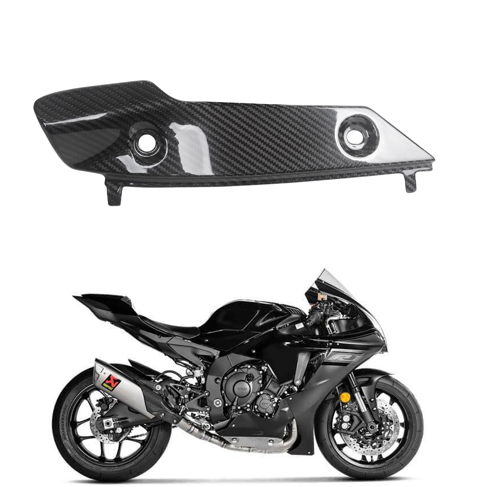 

100% Carbon Fiber Exhaust Cover Gloss Motorcycle Heat Shield For YAMAHA YZF R1 2015 2016 2017 2018 2019 2020 2021