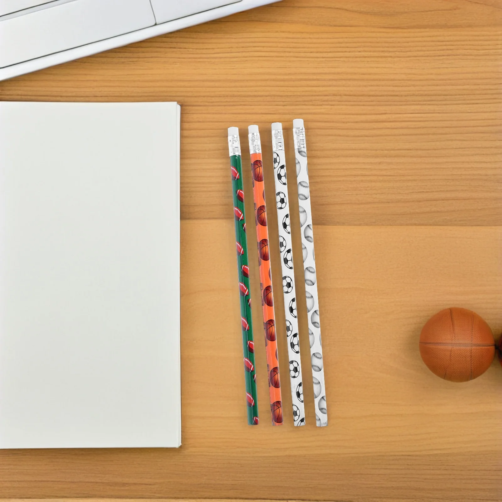 

48pcs Hockey Stick Basketball Pencils with Erasers Wooden Sports Themed Stationery for Drawing School Supplies Party Decorations