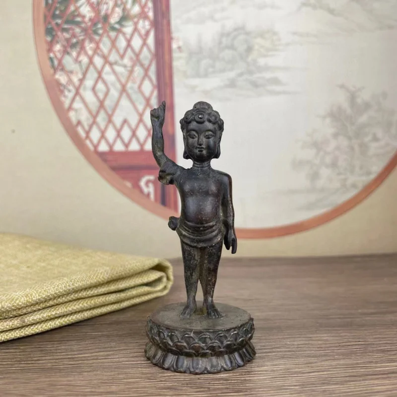 Antique Style Old Prince Buddha Statue Desktop Ornament Brass Bath Buddha Shakyamuni Bath Buddha Buddha Hall Copper Home Buddha