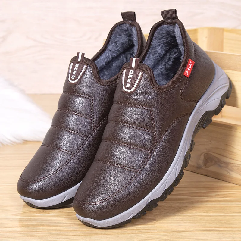 2024 New Men's Winter Sports Cotton Shoes with Thick Velvet and Waterproof Dad's Shoes Cotton Shoes for Men