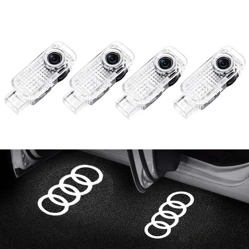 2/4pcs Decorative Lights Projector For Audi Sline RS Quattro Emblem A3 A4 A5 A6 A7 A8 Q3 Q5 Q7 TT RS3 Car Door LED Welcome Lamp