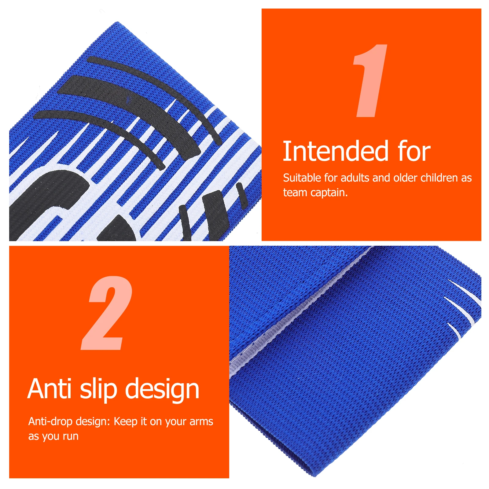 

2pcs Soccer Team Leader Armlets Polyester Football Captain Armbands Adjustable Non Slip Sports Equipment Gift for Enthusiasts