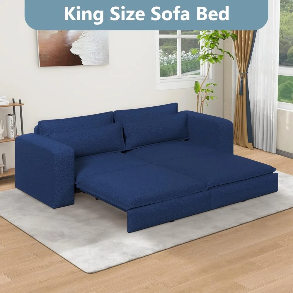 أريكة سرير بحجم كينج 3 في 1 أريكة قابلة للتحويل نائمة مريحة منجدة 3 مقاعد كرسي صالة Loveseat مع سرير قابل للسحب #5