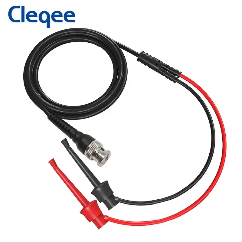 Cleqee P1007B BNC Q9 Male Plug To Dual Test Hooks Clips ABS Mini Grabber Probes Test Lead Cable for Electronics